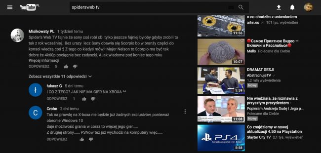 YouTube tryb nocny material design5 