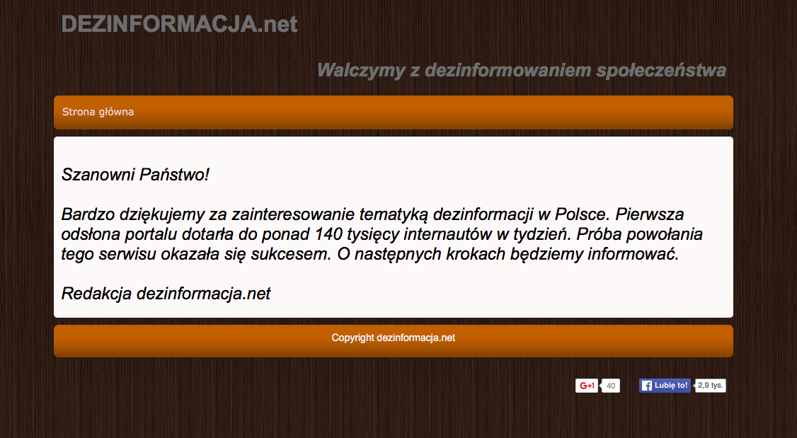 Dezinformacja.net, jak na udany startup przystało, kończy pracę po tygodniu. class="wp-image-545368" 