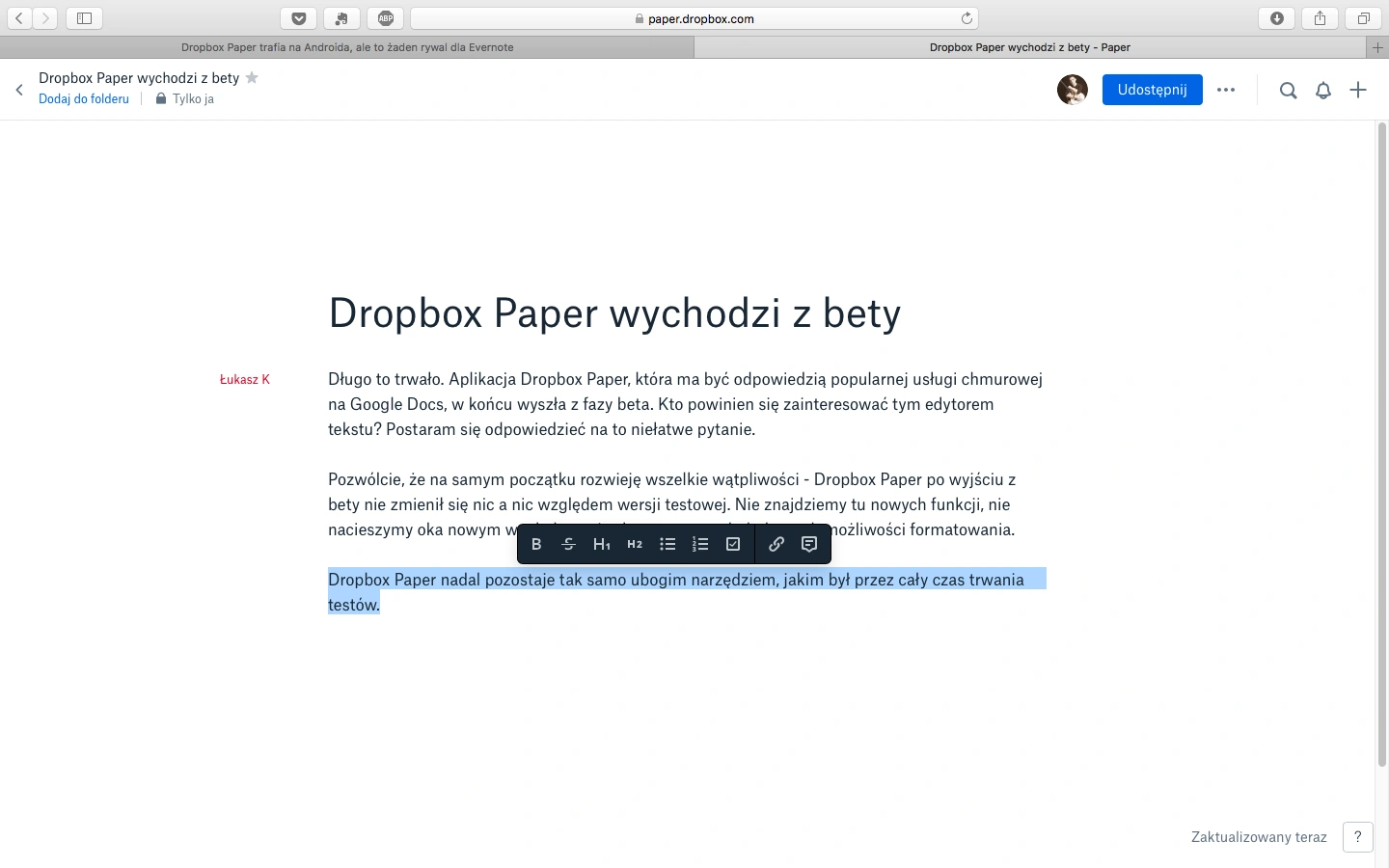 Dropbox Paper wychodzi z Bety. class="wp-image-542224"