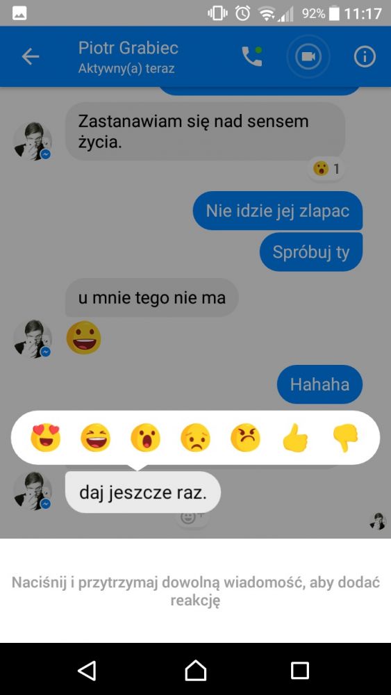 Do wyboru mamy siedem reakcji na Messengerze class="wp-image-554274"