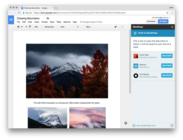 Wordpress integruje się z Google Docs. class="wp-image-549831" title="google doc to wordpress" 