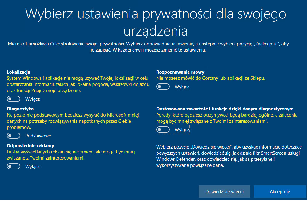 ochrona prywatności w Windows 10 