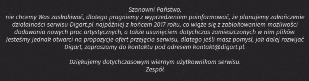 digart.pl - zamknięcie serwisu, koniec digarta 