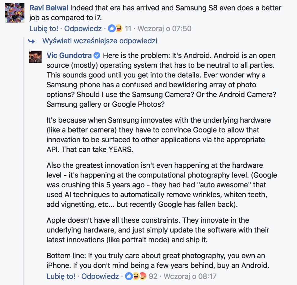iPhone ma najlepszy aparat, a Android jest kilka lat do tyłu. Ttwierdzi Vic Gundotra, były wiceprezes Google. class="wp-image-581479" 