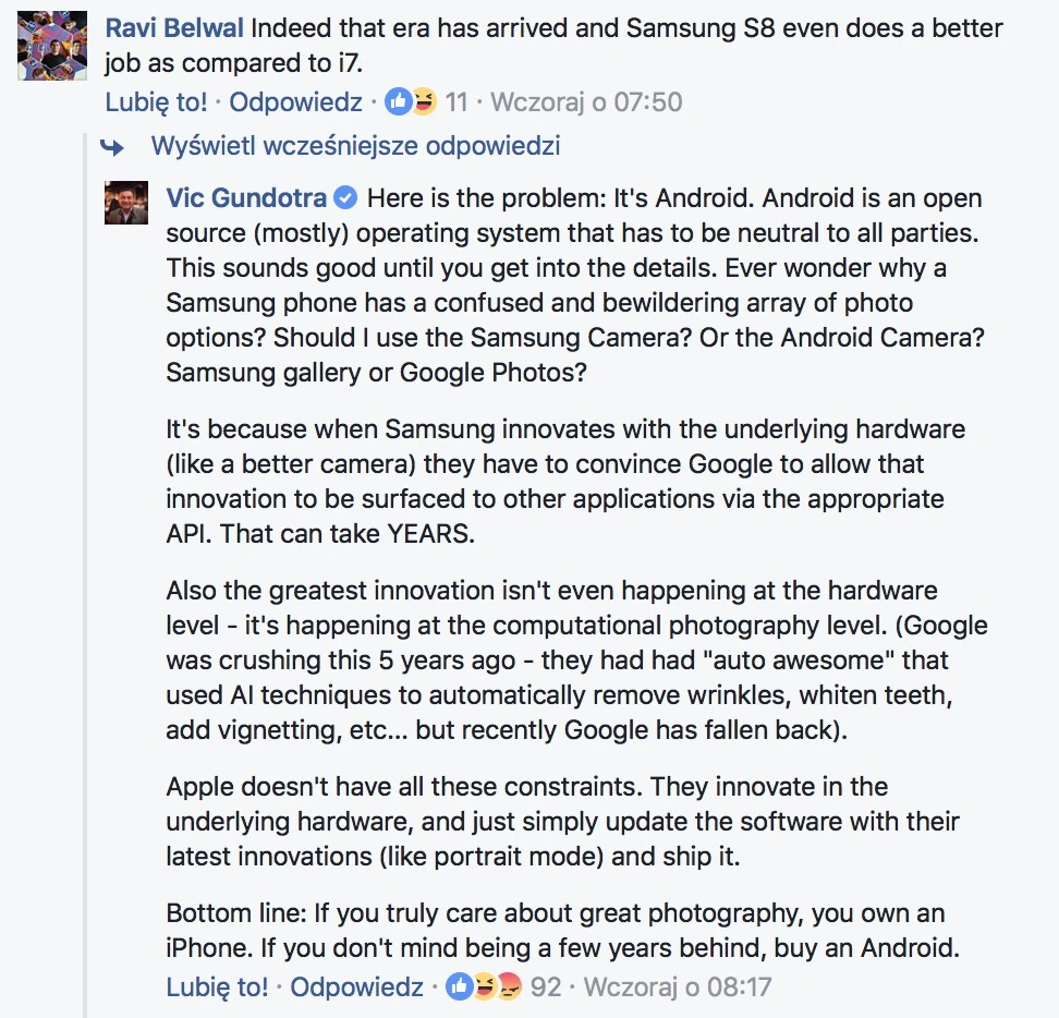 iPhone ma najlepszy aparat, a Android jest kilka lat do tyłu. Ttwierdzi Vic Gundotra, były wiceprezes Google. class="wp-image-581479" 