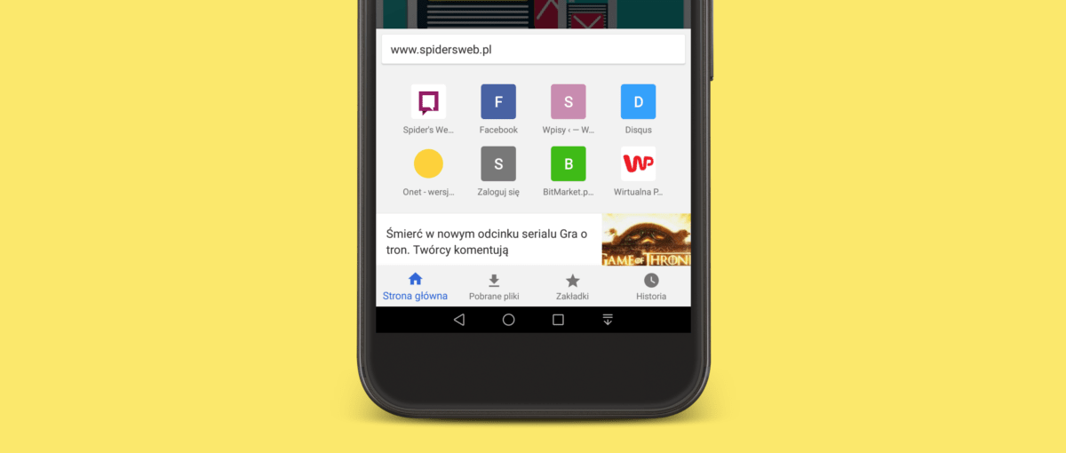 Mobilny Chrome z paskiem adresu na dole