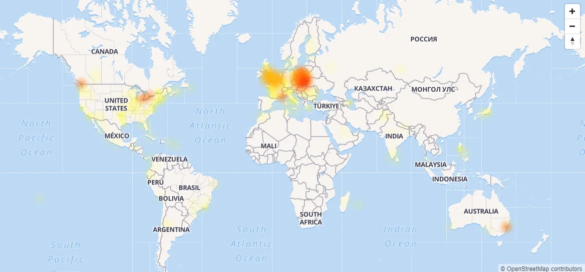 Facebook Messenger nie działa - mapa awarii z serwisu Dowdetector.pl class="wp-image-583717"