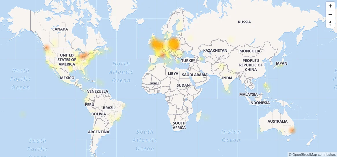 Facebook Messenger nie działa - mapa awarii z serwisu Dowdetector.com class="wp-image-583718"