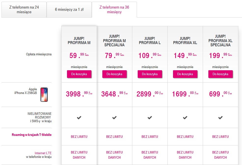 iphone x w t-mobile cennik w abonamencie 