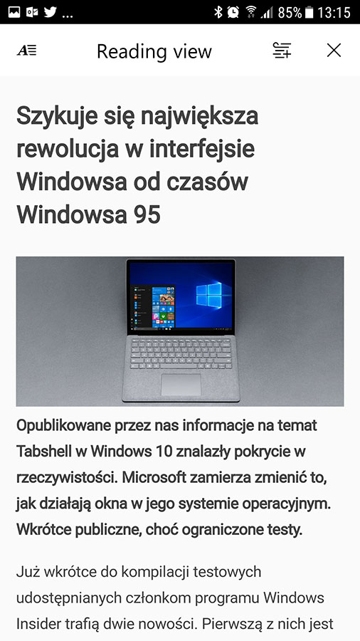 Edge na Androida - tryb czytania class="wp-image-637278" 
