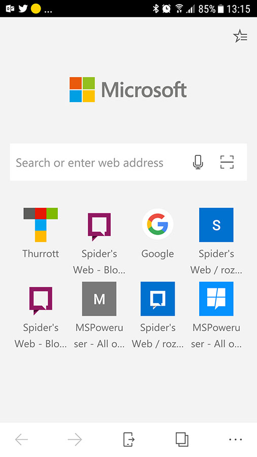 Edge na Androida - widok nowej karty class="wp-image-637281" 