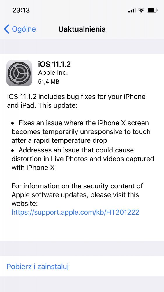 iPhone X iOS 11.1.2 