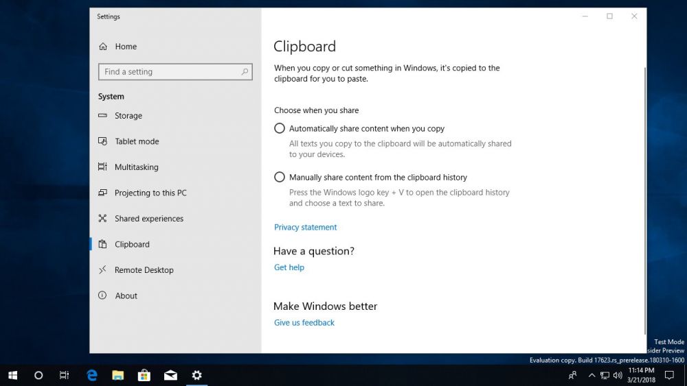Windows 10 schowek w chmurze 