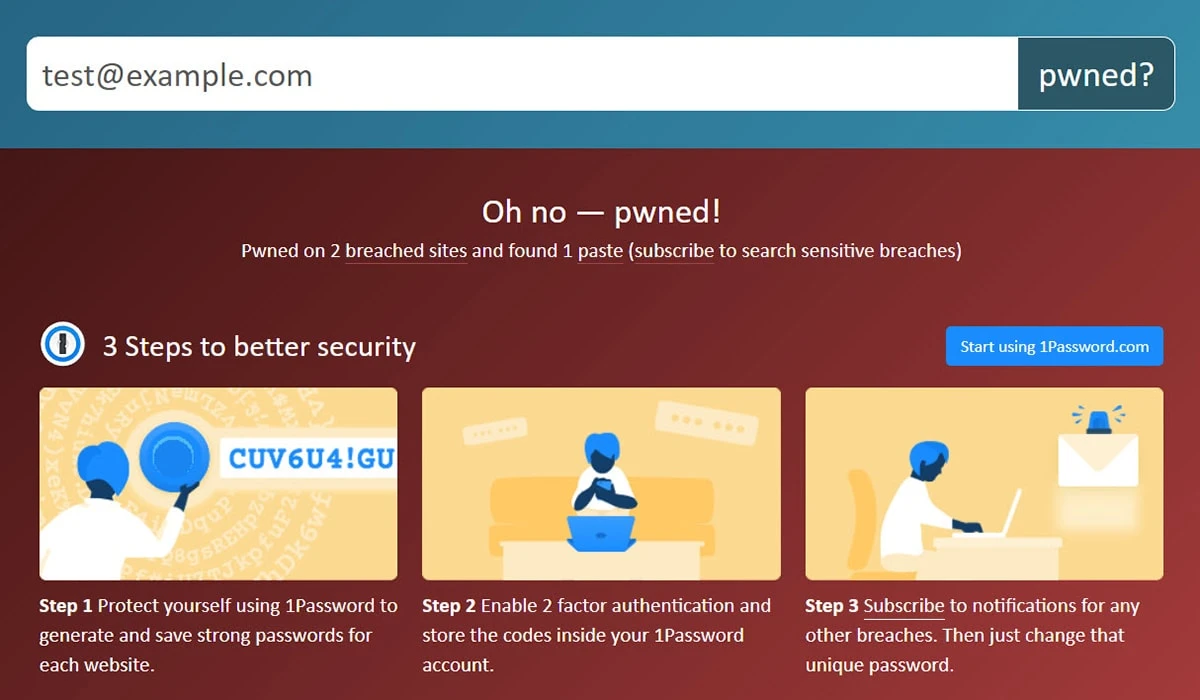 Have I been Pwned informacja 