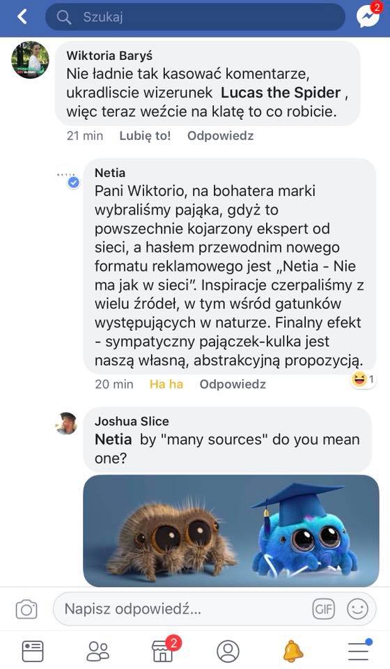 Netia plagiat spider Lucas