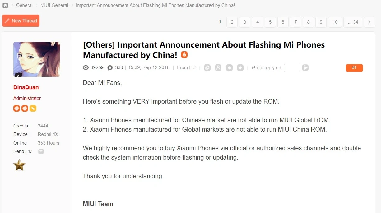 Xiaomi ogłosiło, że wraz z aktualizacją smartfonów do systemu MIUI 10 nie będzie możliwe ich łatwe flashowanie. Co za tym idzie, kupno telefonów Xiaomi z Chin stanie się zupełnie nieopłacalne. class="wp-image-812793" 