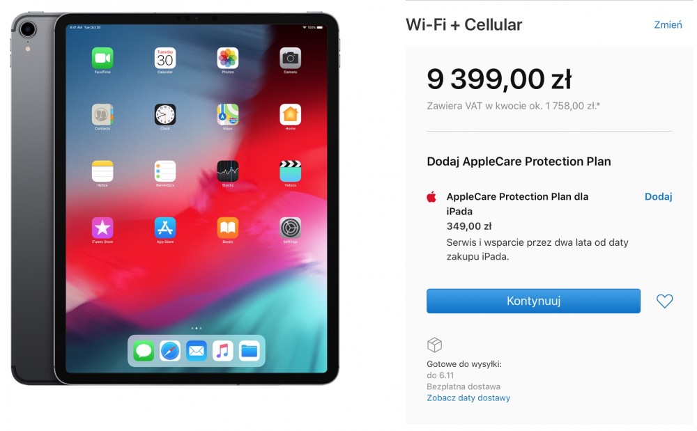 iPad Pro polska cena class="wp-image-830969" title="Są już polskie ceny nowych iPadów. iPad Pro + klawiatura + rysik = nawet 11 tys. zł" 