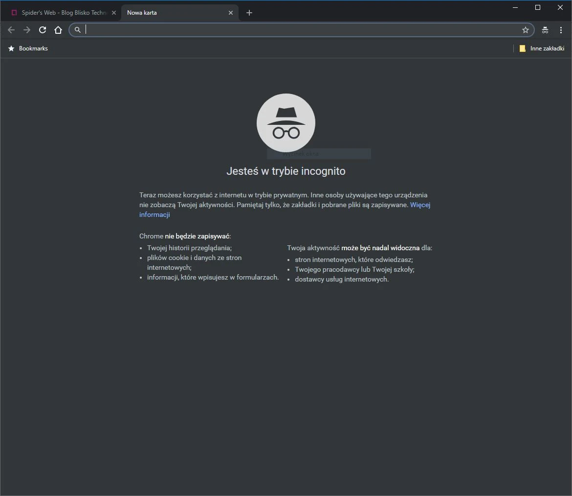 chrome ciemny motyw windows