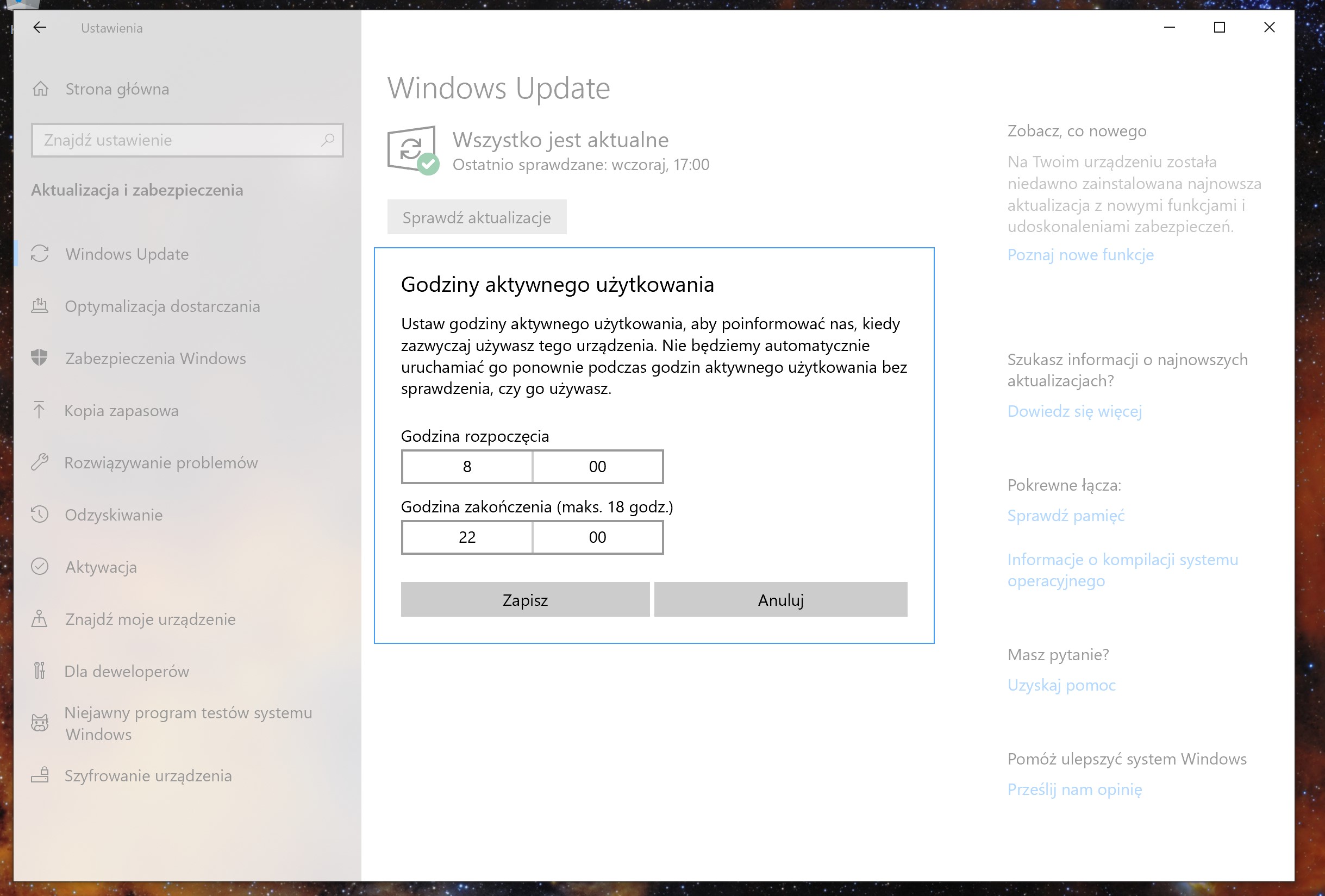 windows 10 1809 automatycznie 