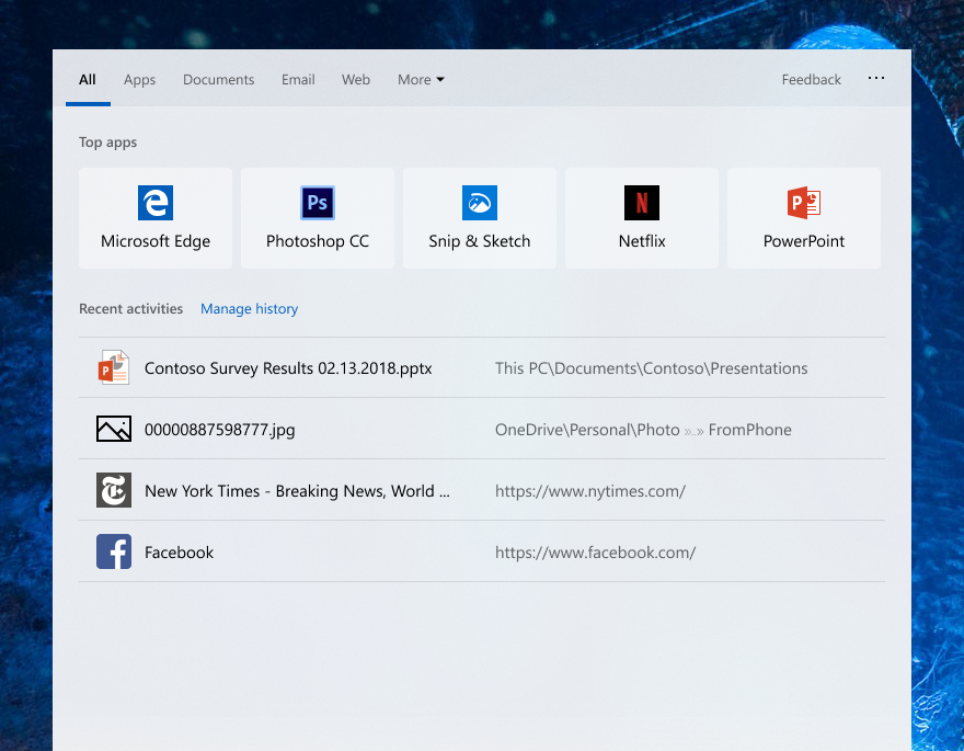 windows 10 1903 wyszukiwarka 