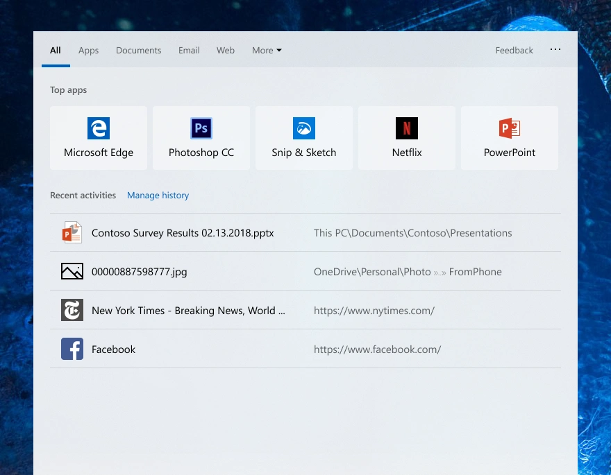 windows 10 1903 wyszukiwarka 