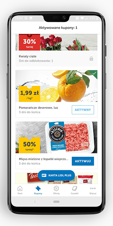 Kupony zniżkowe w aplikacji do zakupów w Lidlu class="wp-image-900027"