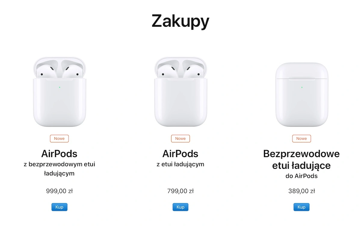 apple airpods ładowanie bezprzewodowe etui case qi ceny 