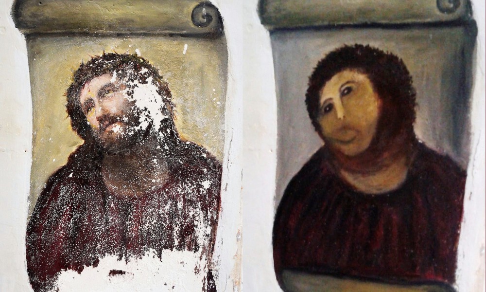 Obraz przed i po &quot;renowacji&quot;. 
