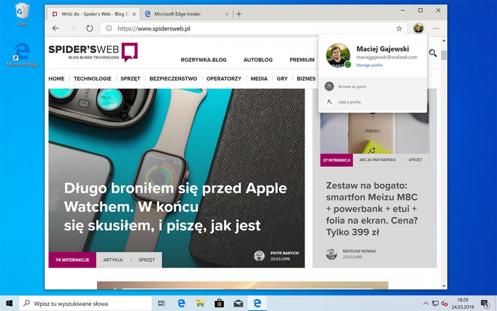edge 75 chromium test zrzuty ekranowe 