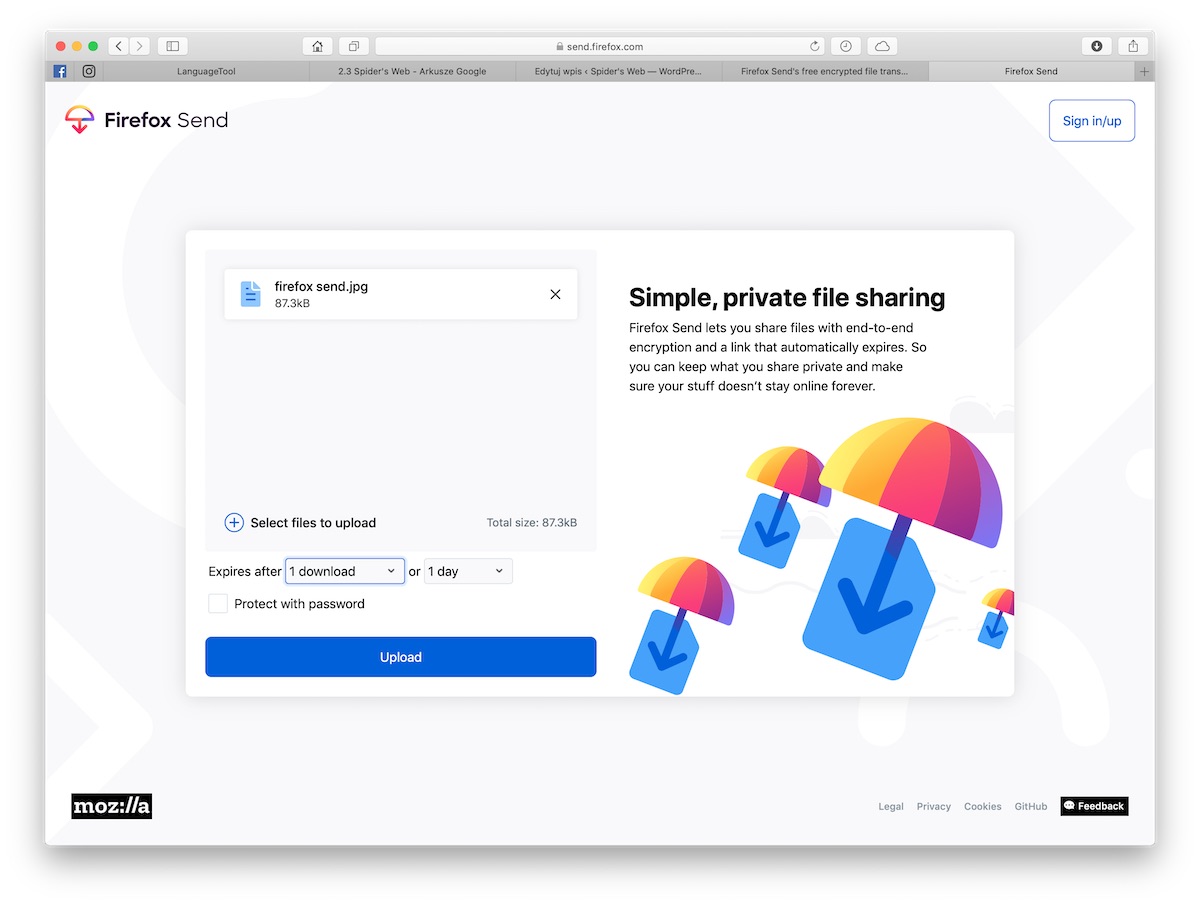 Firefox Send - sposób, jak wysłać duży plik class="wp-image-902829" title="Firefox Send - sposób, jak wysłać duży plik" 