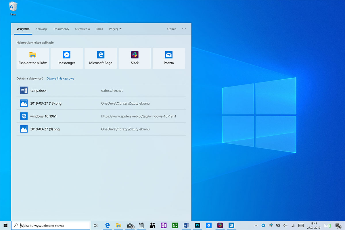 windows 10 1903 top nowości 