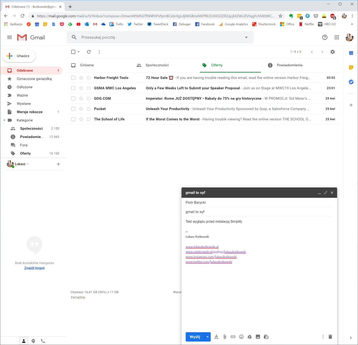 Gmail przed instalacją Simplify class="wp-image-928898" 
