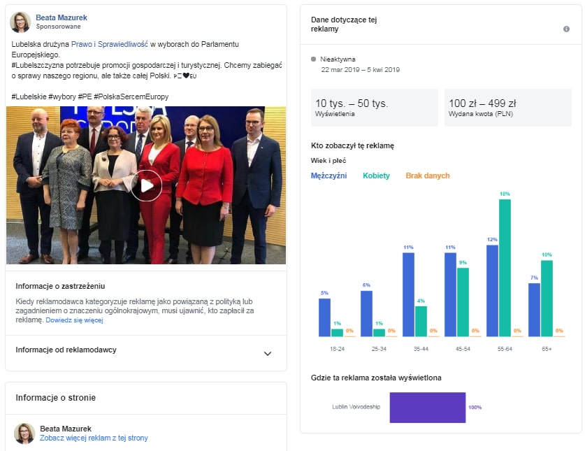 Można sprawdzić zasięgi reklamy politycznej na Facebooku class="wp-image-928973"