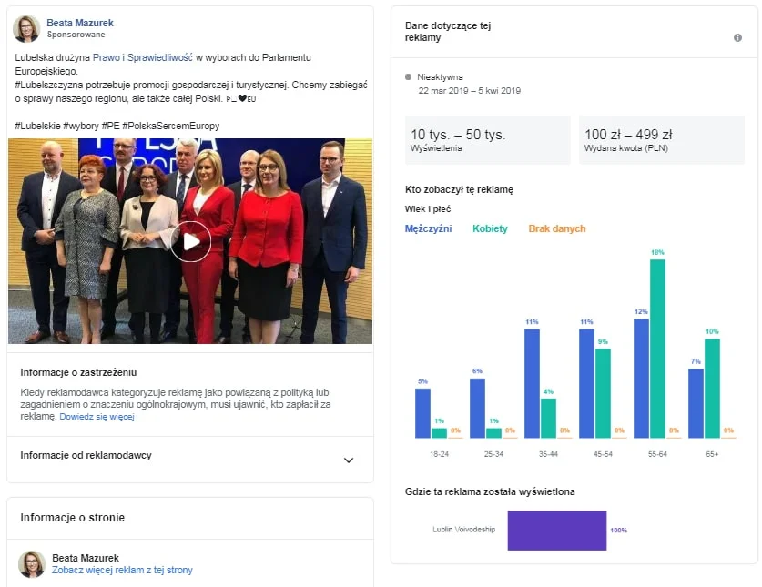 Można sprawdzić zasięgi reklamy politycznej na Facebooku class="wp-image-928973"