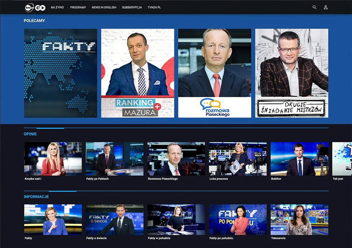 Informacje w internecie TVN24 GO