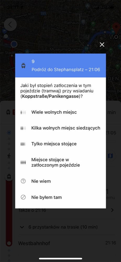 mapy google stopień zatłoczenia pojazdu 