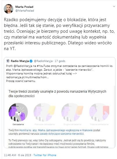 YouTube przywraca film z arcybiskupem