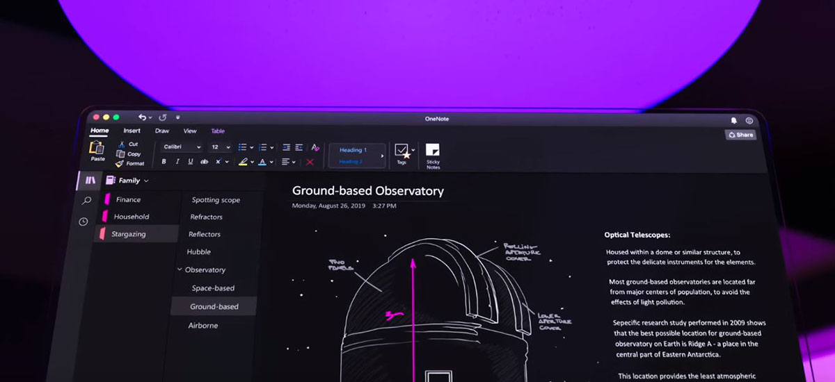 onenote ios ipados tryb ciemny