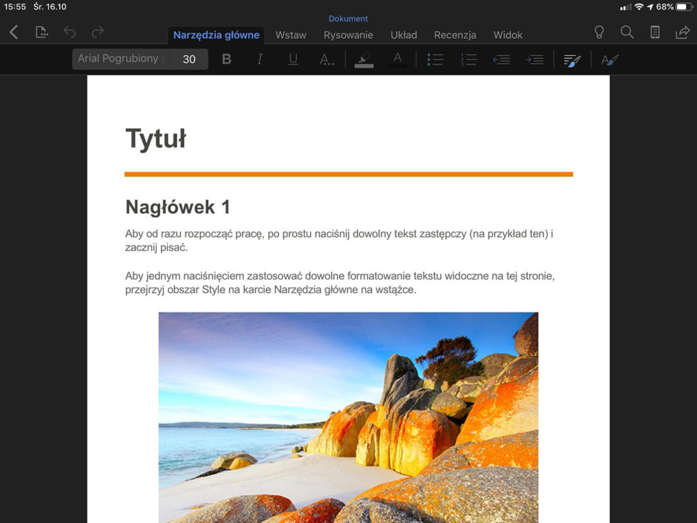 word excel powerpoint ios tryb ciemny 
