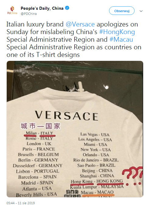 Sklepy odzieżowe Chiny
