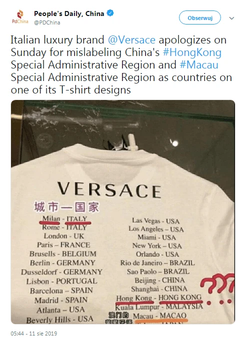 Sklepy odzieżowe Chiny 