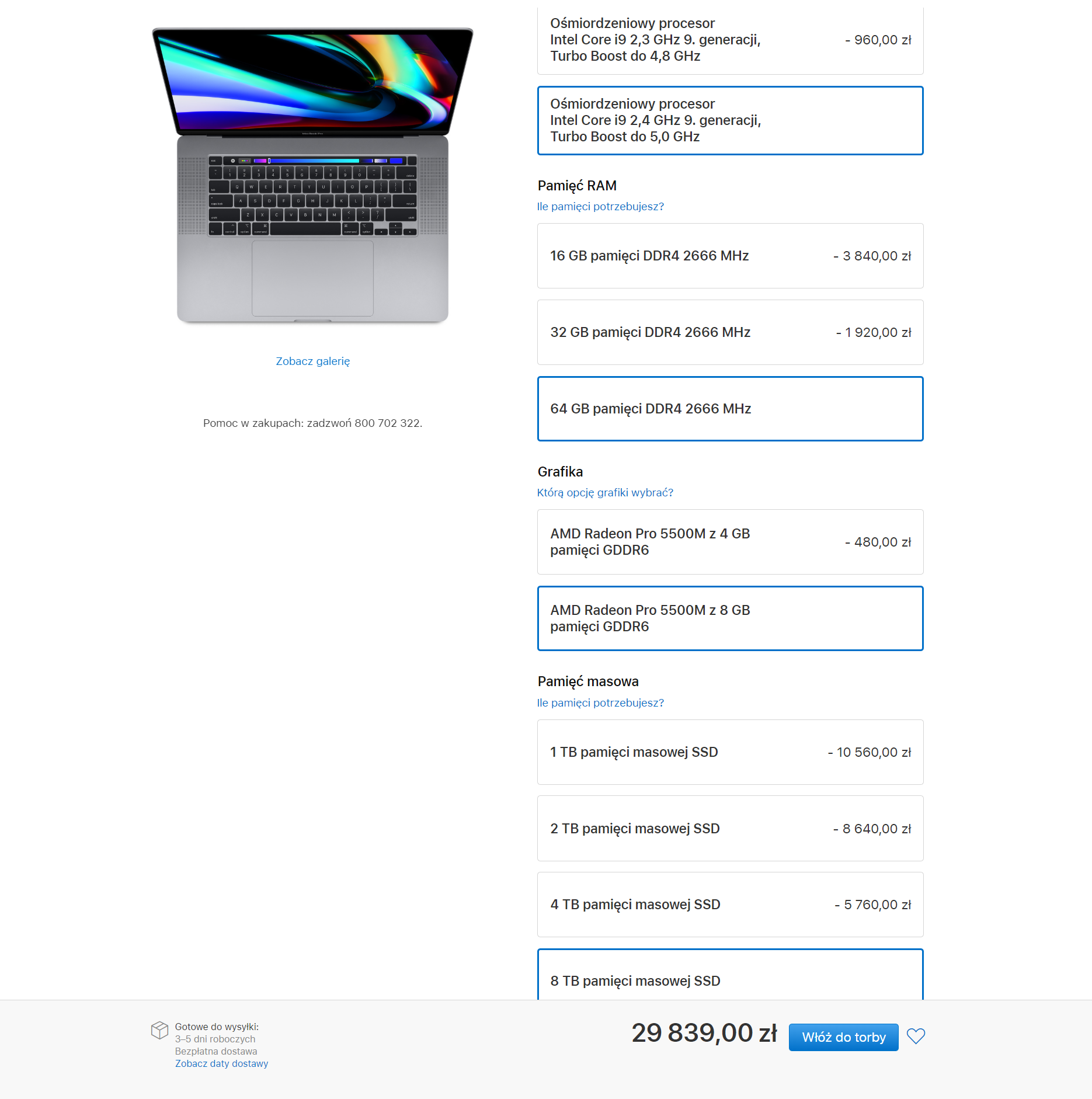 MacBook Pro 16 - ceny w Polsce 