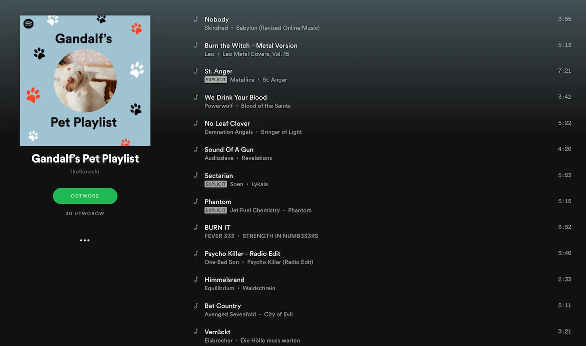 Spotify playlista dla zwierząt class="wp-image-1071027"