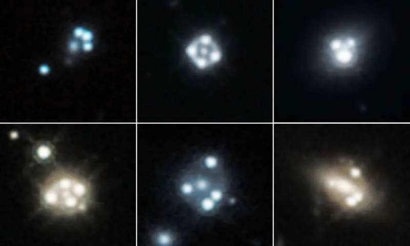 Galaktyki soczewkujące otoczone czterema obrazami odległego kwazara class="wp-image-1069242"
