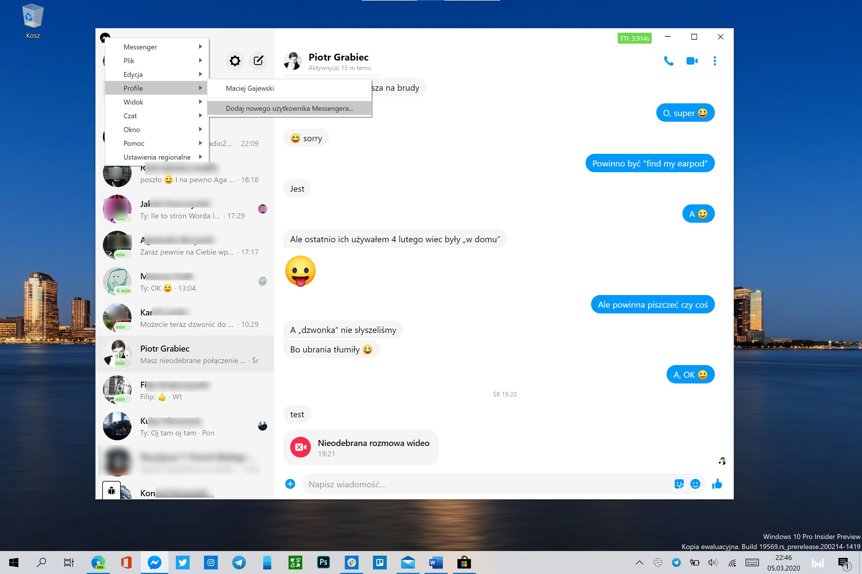 Windows 10 Messenger obsługa kilku kont class="wp-image-1100405"