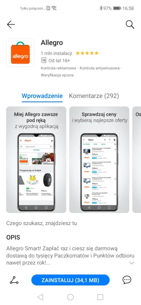allegro huawei appgallery 