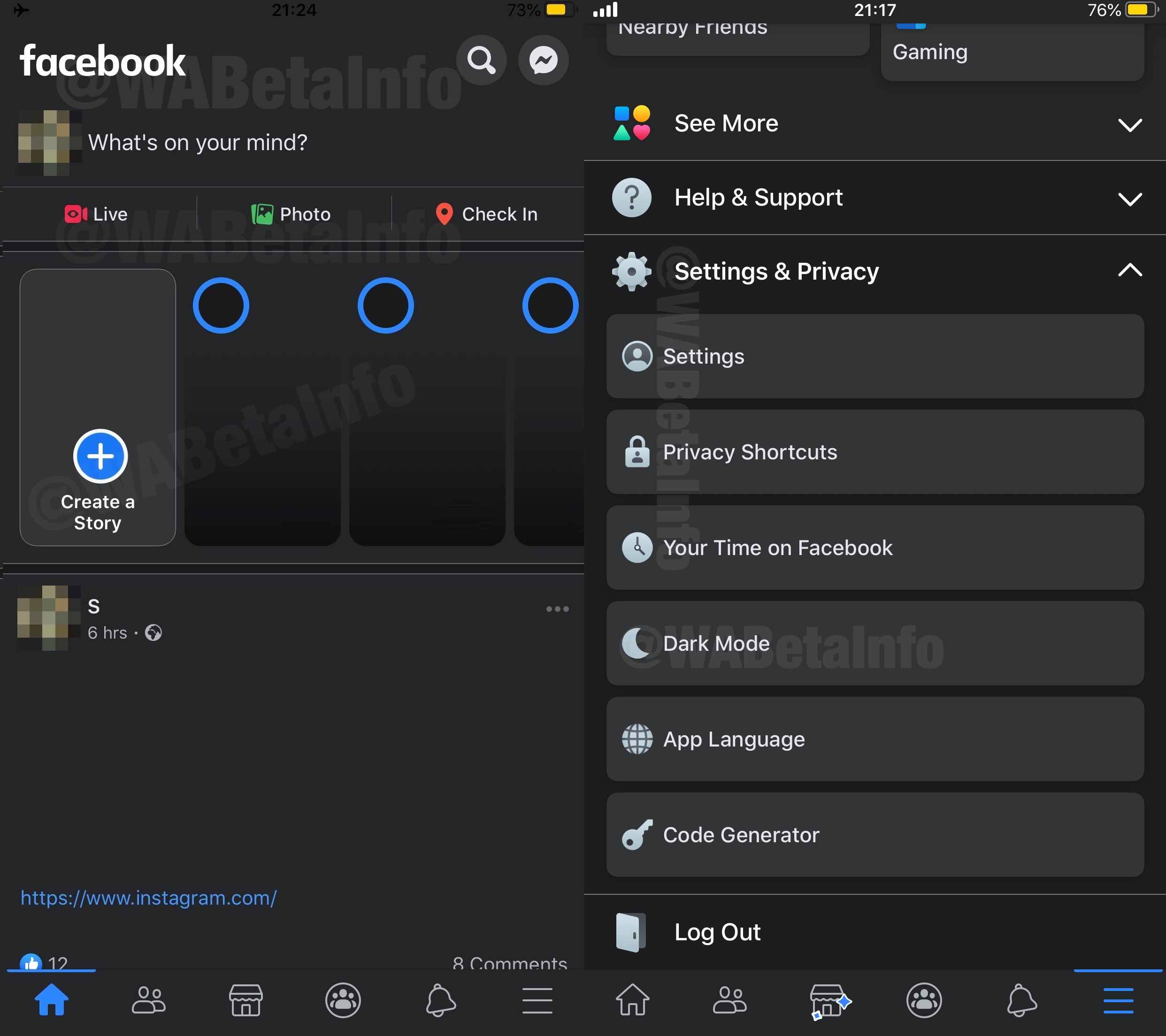 facebook dark mode iPhone iOS screenshot 1 class="wp-image-1131988" 