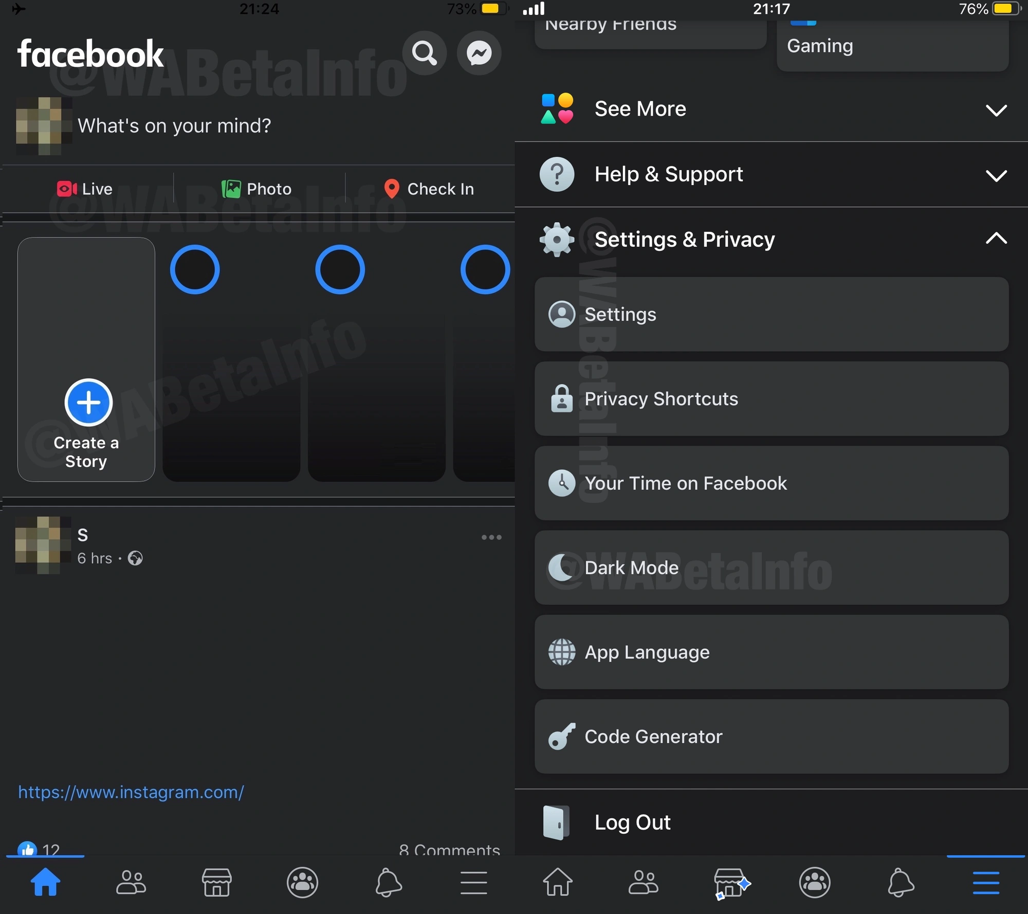 facebook dark mode iPhone iOS screenshot 1 class="wp-image-1131988"