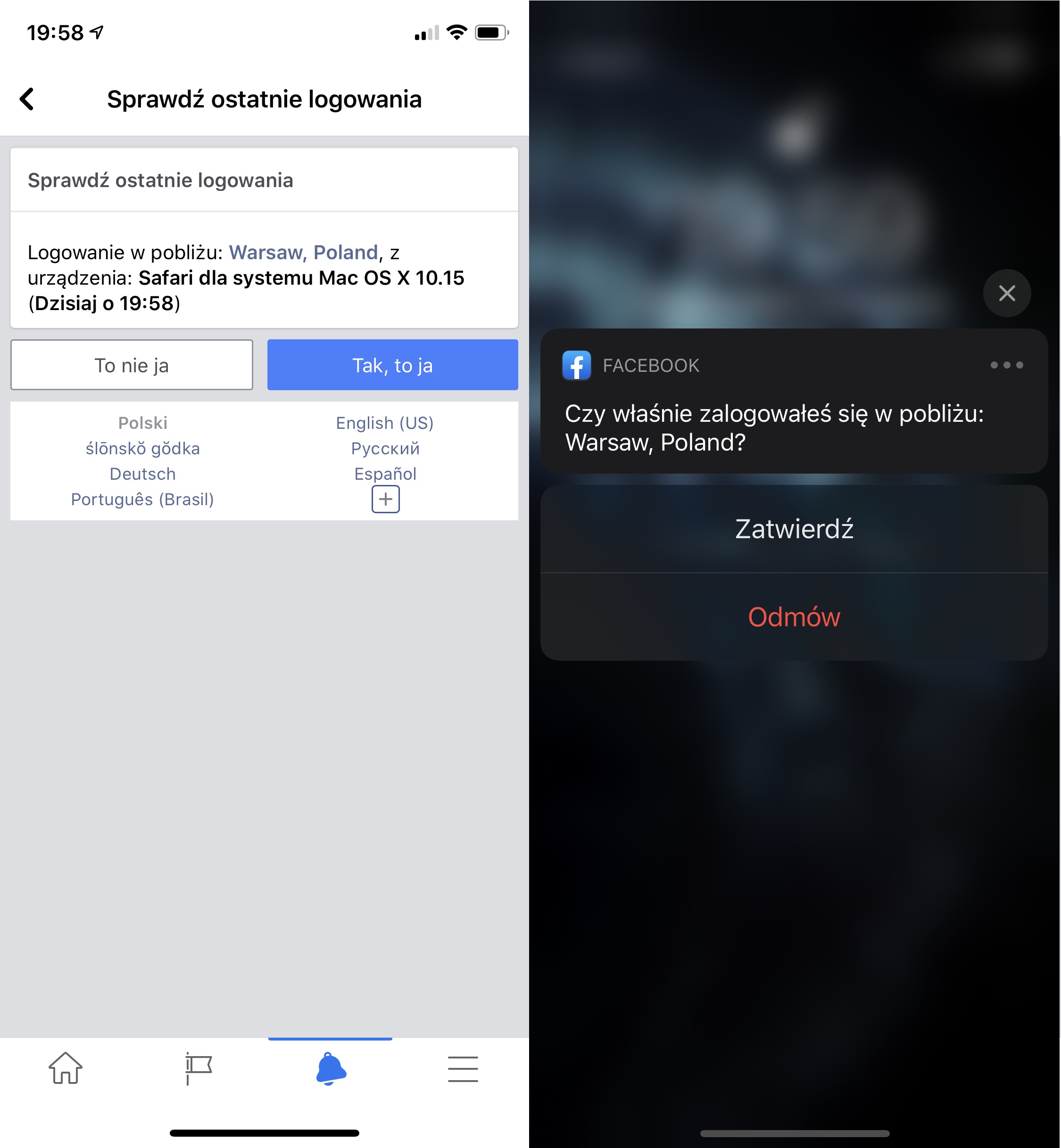 facebook haslo safari logowanie 