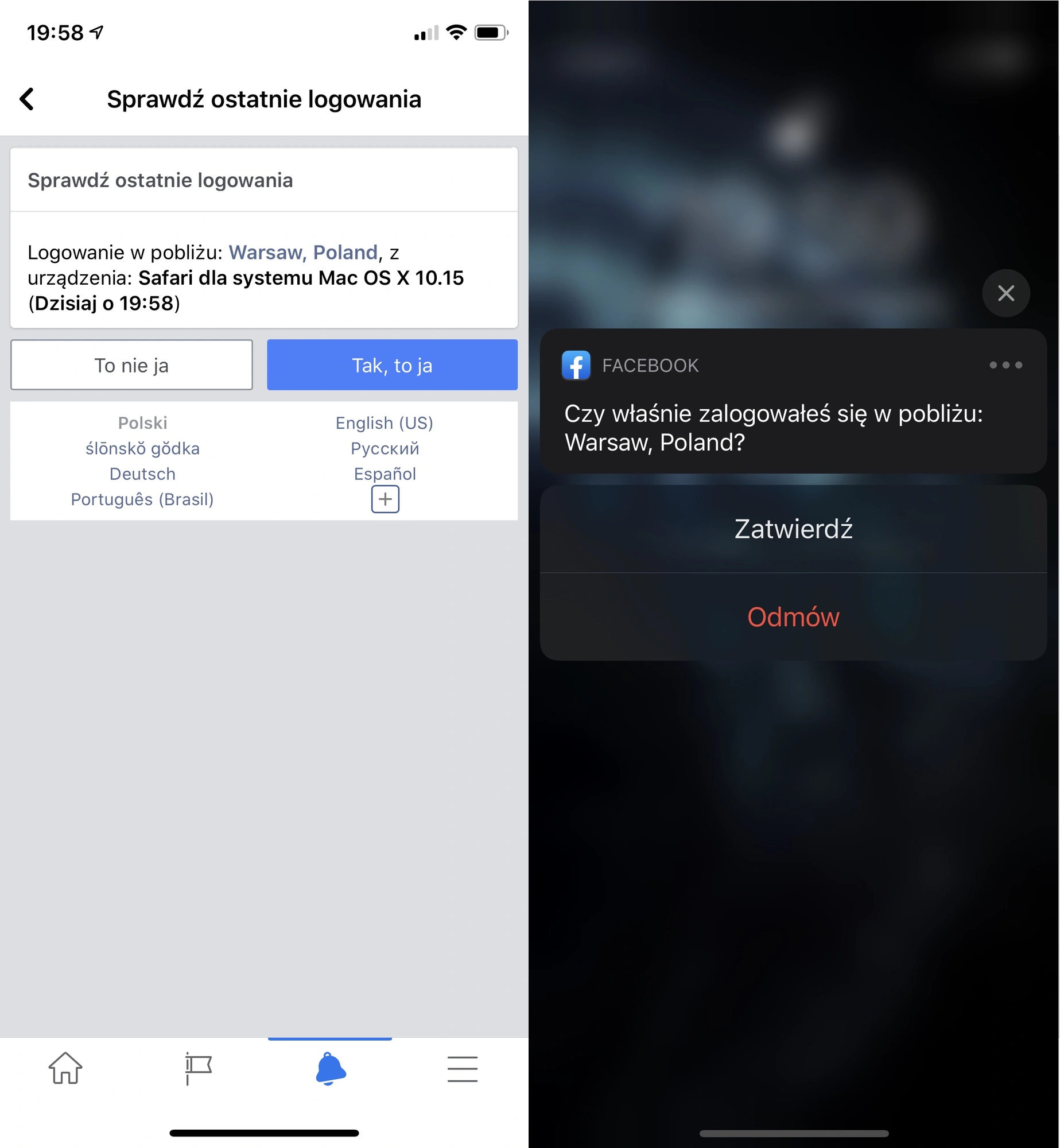 facebook haslo safari logowanie